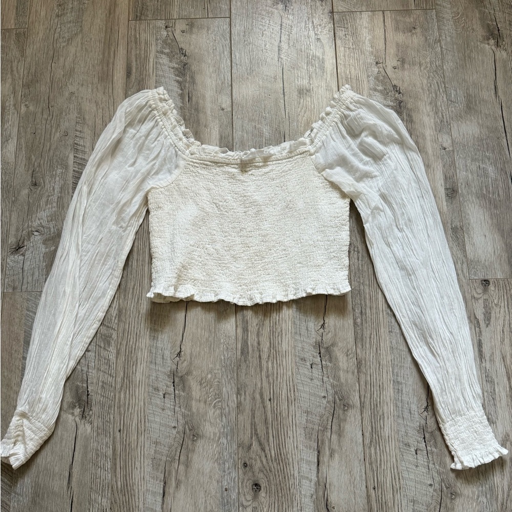 Aerie Scrunch Sleeve-Long Sleeve Crop